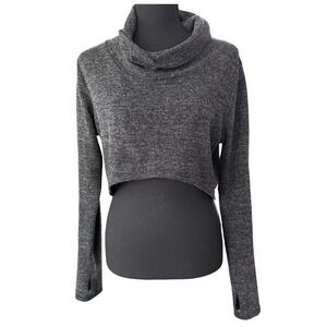 CAbi Cropped Turtleneck Top Womens M Gray Minimalist Capsule Layering Normcore